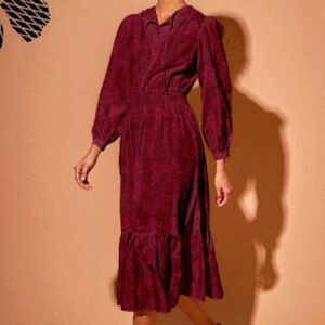 Tucker Juliette Dress Ruby Lace in Silk Stretch Charmeuse Long Sleeves